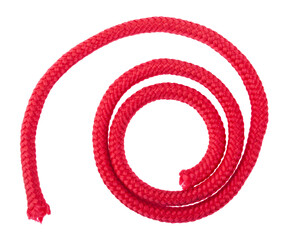 Red rope isolated on white background.