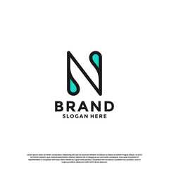 letter N with drop combination logo design inspiration