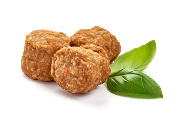 Homemade meatballs isolated on white background.