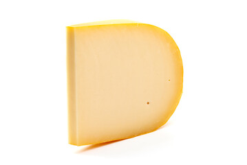 Gouda cheese, isolated on white background.