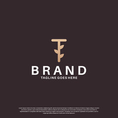 beauty letter T logo design combine with leaf