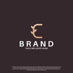 beauty letter C logo design combine with leaf