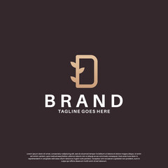 Obraz premium beauty letter D logo design combine with leaf