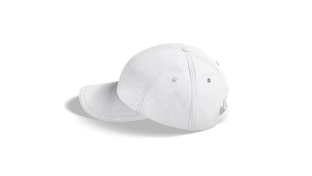 Blank white baseball cap mockup, looped rotation