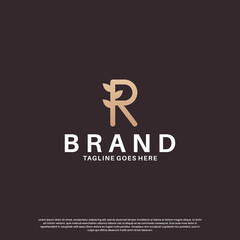 beauty letter R logo design combine with leaf