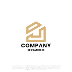 monogram letter with house combination logo design