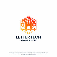 Fototapeta premium modern letter H logo design with gradient color for technology and science business company.