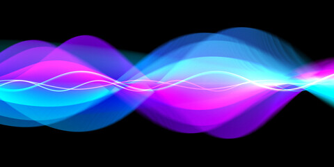 Speaking sound wave lines illustration.Colorful gradient motion abstract background.