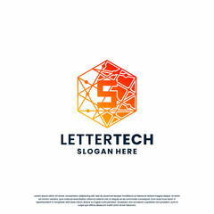 Fototapeta premium modern letter S logo design with gradient color for technology and science business company.