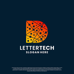 letter D logo design for technology, science and lab business company identity