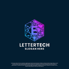 Fototapeta premium letter E logo design for technology, science and lab business company identity