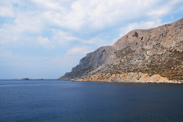 Fototapeta na wymiar view of Rachi Mountain on Telendos island (Dedecanese islands, Greece)