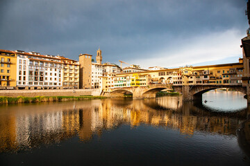 amazing sunset over Ponte Vecchio  Florence Italy
