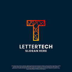 Obraz premium creative letter T tech, science, lab, data computing logo design for your business identity