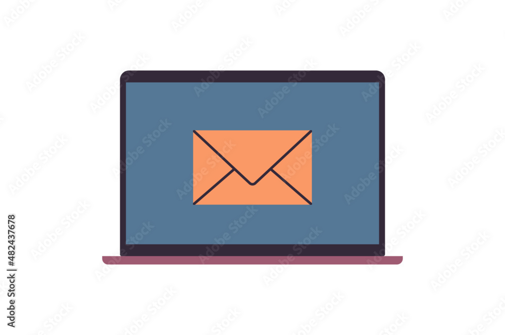 Poster email and email inbox message mail business communication flat vector illustration.