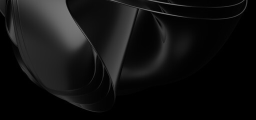 Black Oil or Petrol liquid flow, liquid metal close-up, wide horizontal banner. 3d illustration