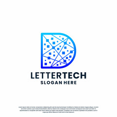 creative letter D tech, science, lab, data computing logo design for your business identity