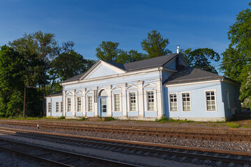 JOVEGA, ESTONIA - JULY 16, 2021: Old railway station