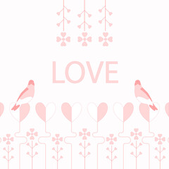 Vector illustration in simple flat geometric and linear style in pink colors for Valentine's day.