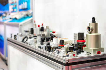 Pneumatic equipment e.g. precision air filter regulator lubricator valve etc. for machine system manufacturing process in industrial on table