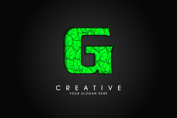 G initial letter logo with leaves. Ecological font. Green Leaves font. Vector illustration.