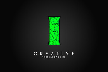 I initial letter logo with leaves. Ecological font. Green Leaves font. Vector illustration.