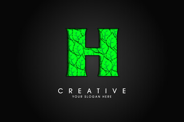 H initial letter logo with leaves. Ecological font. Green Leaves font. Vector illustration.