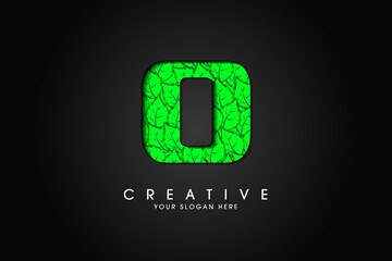 O initial letter logo with leaves. Ecological font. Green Leaves font. Vector illustration.