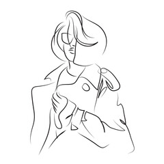 Fashion vector illustration of abstract young woman wearing elegant off-season urban clothes and sun glasses