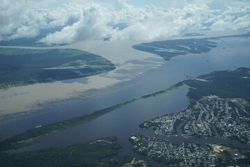 The Meeting of Waters (Portuguese: Encontro das Águas) is the confluence between the Rio Negro, a...