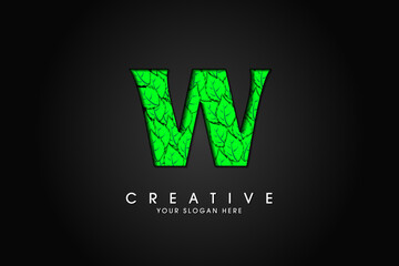 W initial letter logo with leaves. Ecological font. Green Leaves font. Vector illustration.