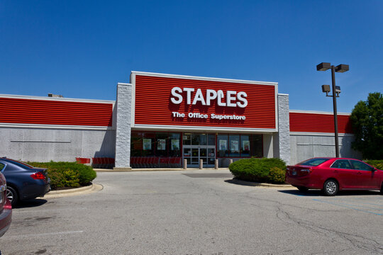 Staples office supply retail location. Staples is a office supply store.
