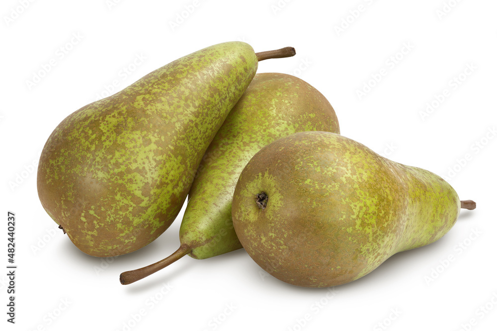 Wall mural Green conference pear isolated on white background with clipping path and full depth of field