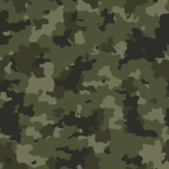 Vector camouflage texture, trendy military woodland pattern, modern shape. Ornament