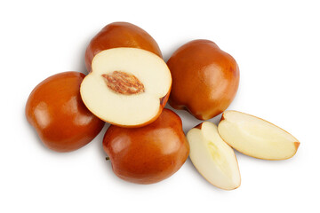 jujube or chinese date isolated on white background with clipping path. Top view. Flat lay