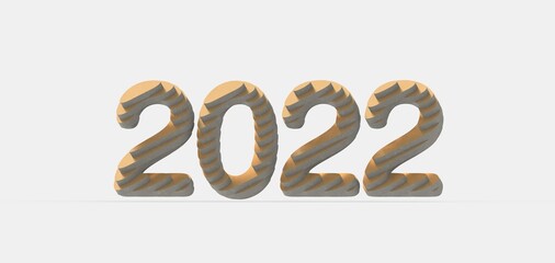 year 2022. 3D illustration numbers isolated white background