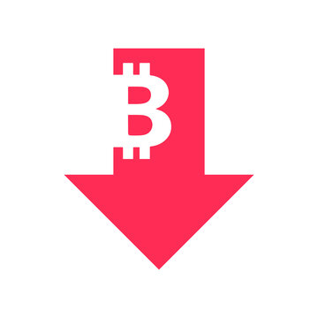 Bitcoin Down With Arrow Flat Design for Icon, Symbol, and Logo. BTC Green UP Arrow Vector. EPS 10 Editable Stroke