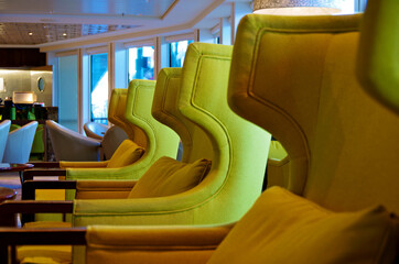 Italian style colorful modern clean interior design inspired lounge bar café coffee shop on...