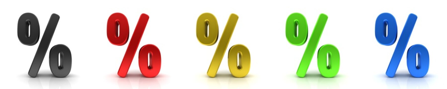 Percent Percentage sign 3d per cent symbol % icons black red gold blue green 