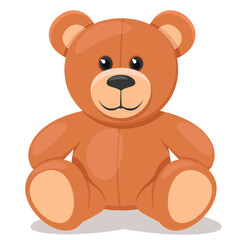 Teddy bear sits on a white background.