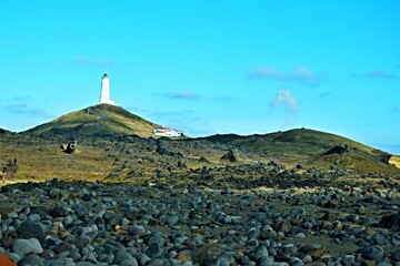 Iceland-view of the Reykjanesviti - Iceland's oldest lighthouse
