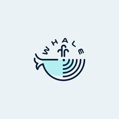 whale logo with abstract concept and creative circle shape design