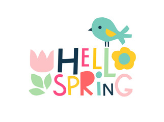 Cute lettering hello spring