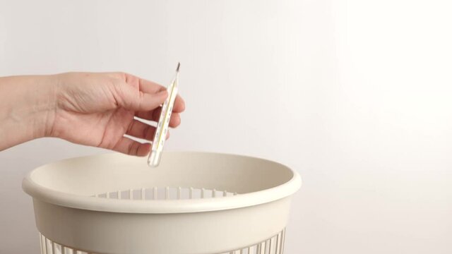 The mercury thermometer is disposed of for recycling and disposal