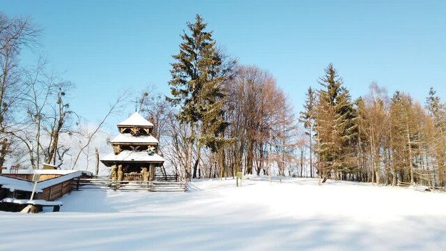 Old Ukrainian traditional vintage village. Elements of architecture.