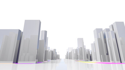 City Building Simple Modern Skyscraper business street 3D illustration