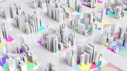 Obraz premium City Building Simple Modern Skyscraper business street 3D illustration