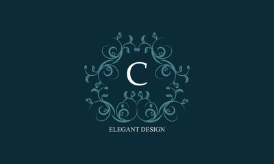 Exquisite logo with initials C. Exclusive monogram for restaurants, clubs, boutiques, cafes, hotel cards. Business style and brand of the company.