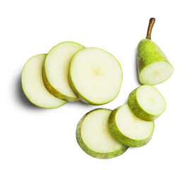 Isolated pear. Conference pear sliced isolated on white background.