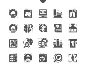 Ct scan. Computed tomograph. Neurology, diagnose, radiology, procedure and radiography. Health care, medical and medicine. Vector Solid Icons. Simple Pictogram